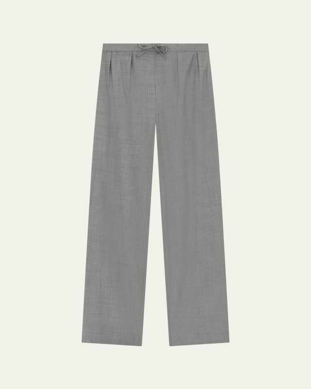 Cove Pleated Elastic Waistband Wool Pants